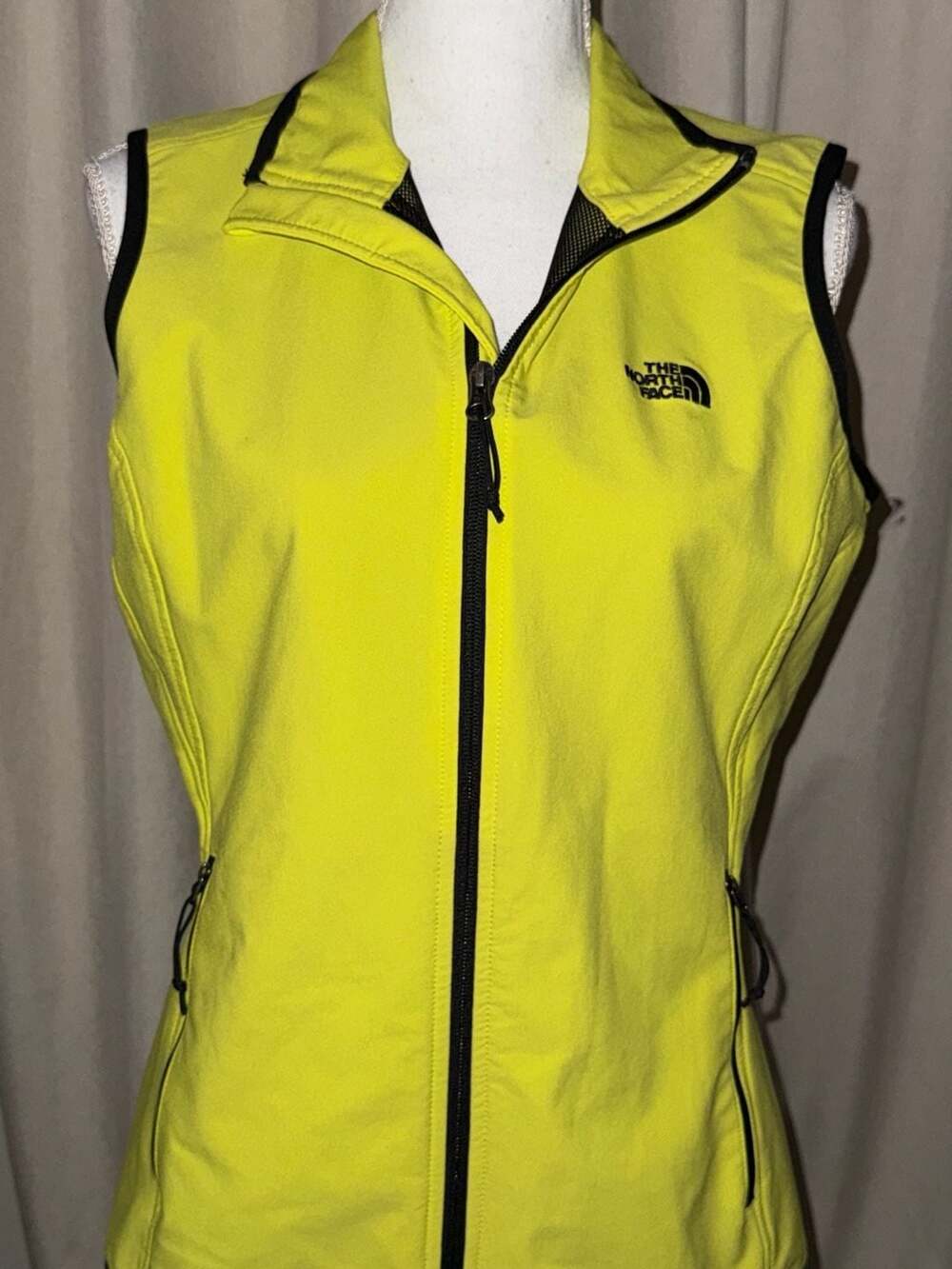 The North Face Vest Size L Yellow Softshell Full Zip